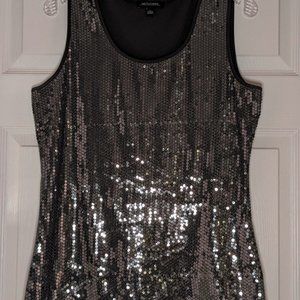 Notations- Tank Top- Dark Gray With Silver Sequins- Large